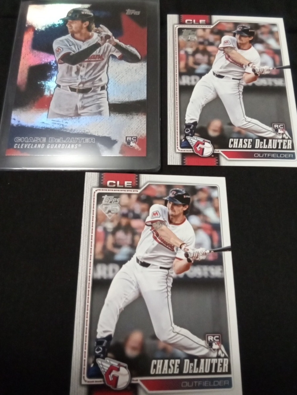 Topps Chase DeLauter Baseball Card Lot - White, Red, Black